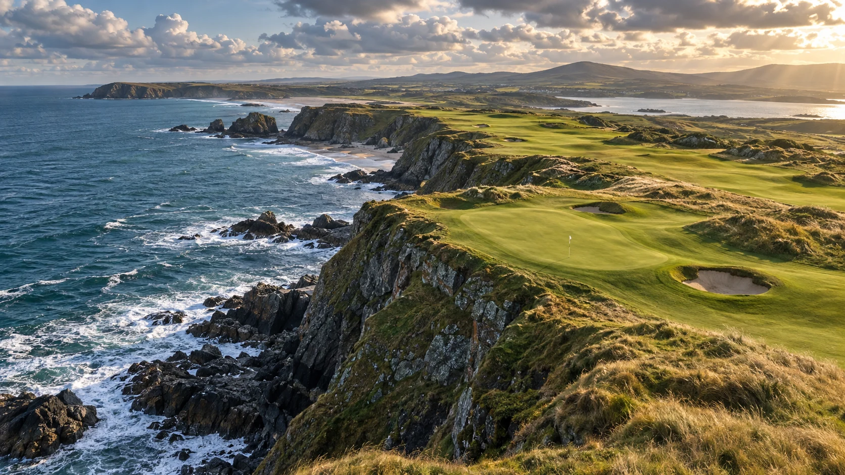 Atmosphärische Luftaufnahme eines Golfplatzes